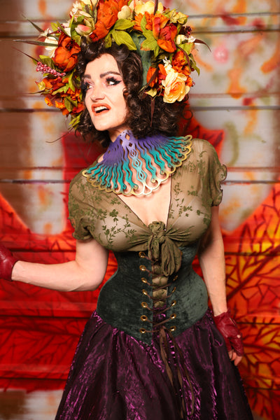 38. Wench Corset in Evergreen Velvet -  The Fall Fabulosity! Collection