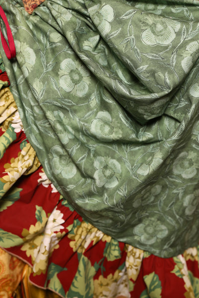 Split Front Overskirt w/ Ruffle in Green Floral - Day 12  "12 Days of Christmas" 2024