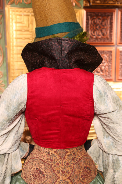 Cropped Vixen*TALL collar* Corset in Holly Berry Suede- Day 12  "12 Days of Christmas" 2024