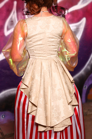 Cropped Vixen with Peplum Ruffle in Cream Damask - "Dance the Magic Dance" Collection