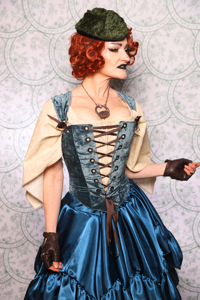 11. Elizabethan Corset In Canon Beach Velvet - The Tudor Tarot Collection