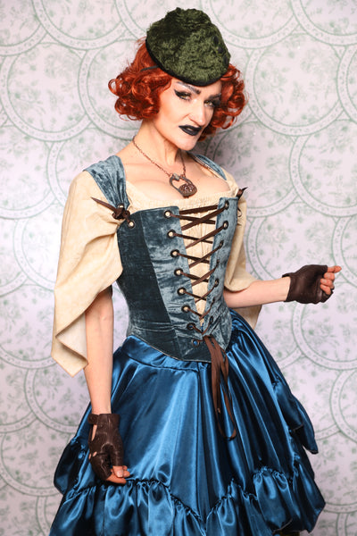 11. Elizabethan Corset In Canon Beach Velvet - The Tudor Tarot Collection