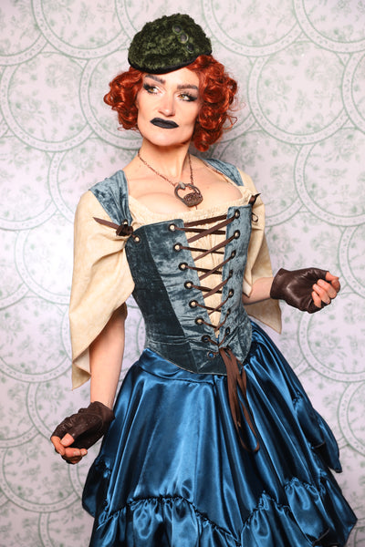 11. Elizabethan Corset In Canon Beach Velvet - The Tudor Tarot Collection