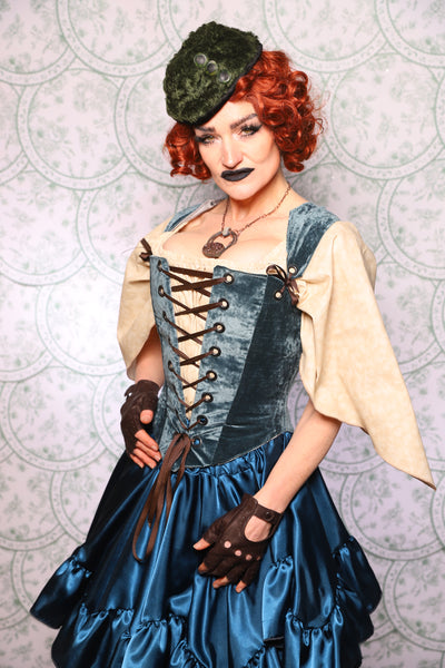 11. Elizabethan Corset In Canon Beach Velvet - The Tudor Tarot Collection