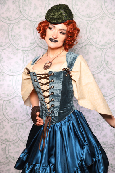11. Elizabethan Corset In Canon Beach Velvet - The Tudor Tarot Collection