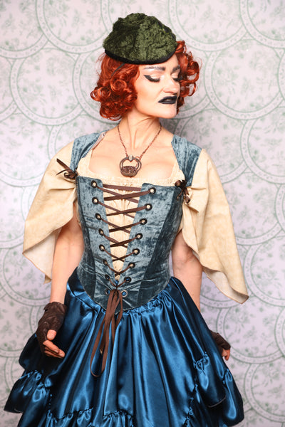 11. Elizabethan Corset In Canon Beach Velvet - The Tudor Tarot Collection