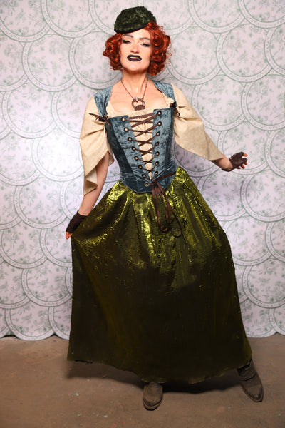 32. Tulip Skirt In Olive Crushed Shimmer - The Tudor Tarot Collection