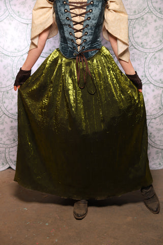 32. Tulip Skirt In Olive Crushed Shimmer - The Tudor Tarot Collection