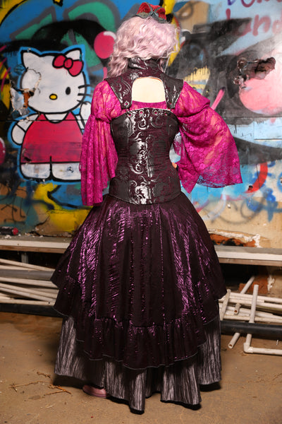 01. Crescent Skirt w/ruffle in Plum Crushed Shimmer - The Amaranth & Aster Collection