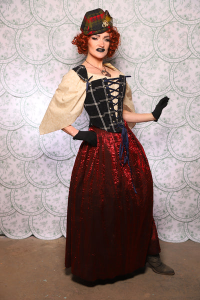 31. Tulip Skirt In Crimson Crushed Shimmer - The Tudor Tarot Collection