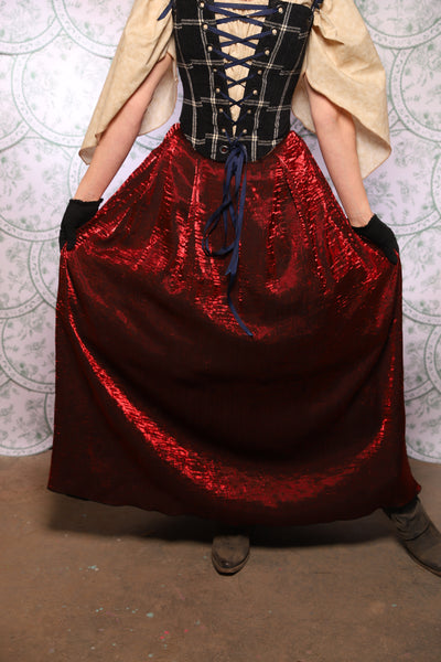 31. Tulip Skirt In Crimson Crushed Shimmer - The Tudor Tarot Collection
