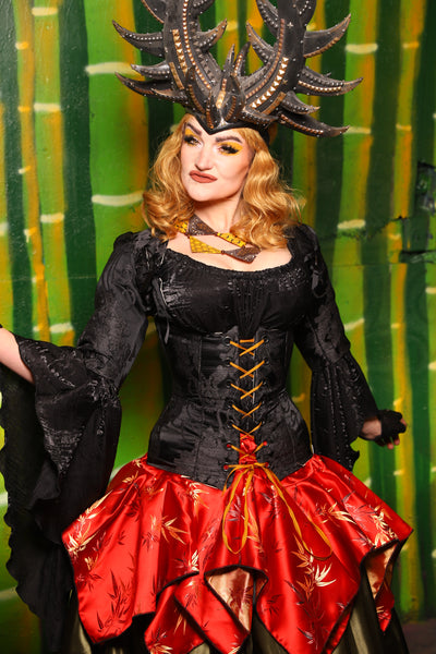 Detachable Elbow Sleeves in Black Damask - The Eternal Flame Collection