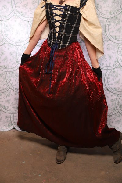 31. Tulip Skirt In Crimson Crushed Shimmer - The Tudor Tarot Collection