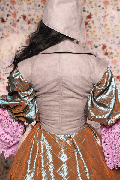Guinevere II Bodice in Grey Faux Leather - The Tudor Tidings Collection