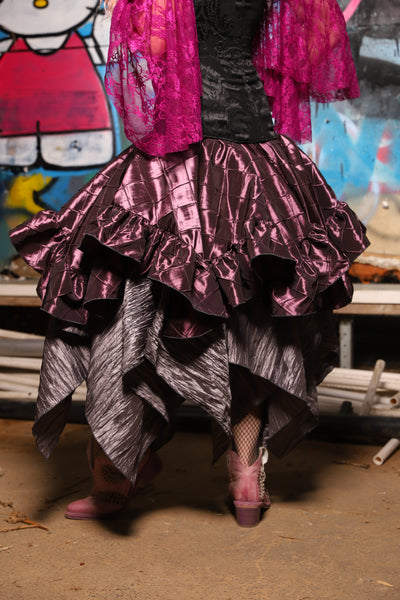 13. Mini Fairy Skirt w/ruffle in Plum Pintuck - The Amaranth & Aster Collection