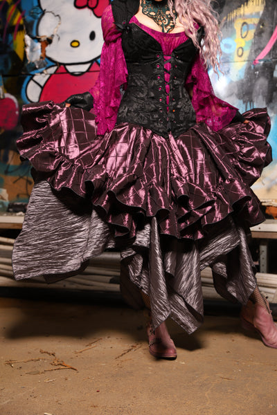 13. Mini Fairy Skirt w/ruffle in Plum Pintuck - The Amaranth & Aster Collection