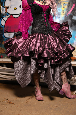 13. Mini Fairy Skirt w/ruffle in Plum Pintuck - The Amaranth & Aster Collection