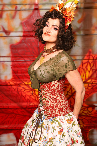 40. Wench Corset in Red Paisley -  The Fall Fabulosity! Collection