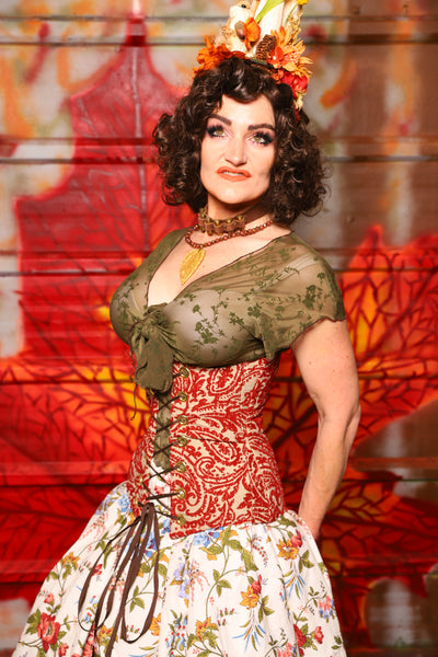 40. Wench Corset in Red Paisley -  The Fall Fabulosity! Collection