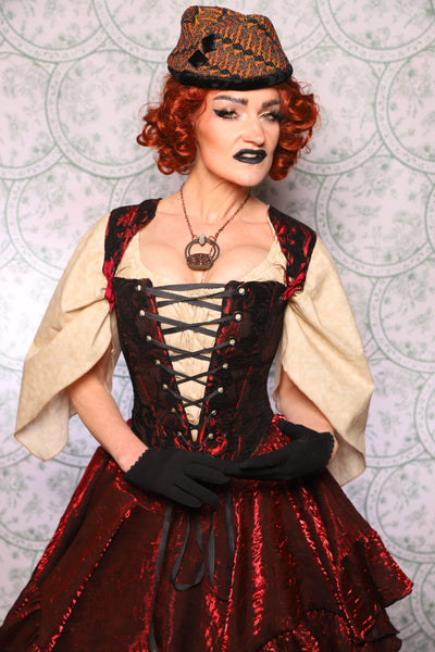 13. Elizabethan Corset In Crimson And Black Medallion - The Tudor Tarot Collection