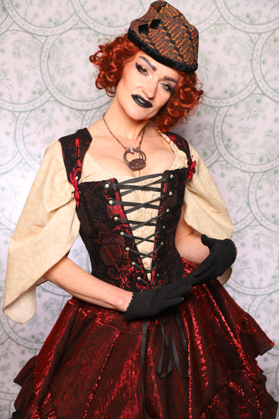 13. Elizabethan Corset In Crimson And Black Medallion - The Tudor Tarot Collection