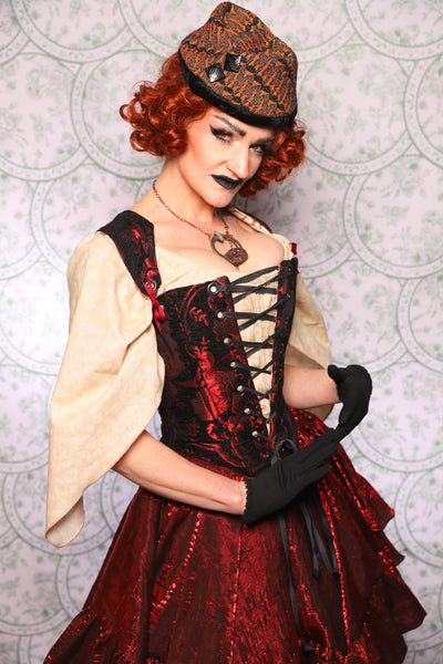 13. Elizabethan Corset In Crimson And Black Medallion - The Tudor Tarot Collection