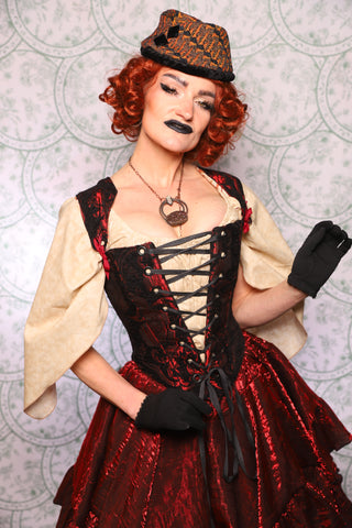 13. Elizabethan Corset In Crimson And Black Medallion - The Tudor Tarot Collection