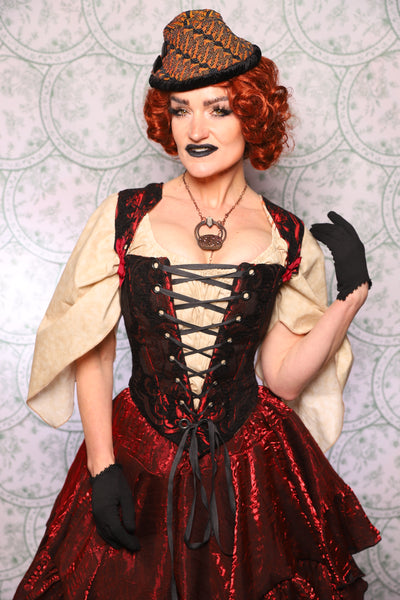 13. Elizabethan Corset In Crimson And Black Medallion - The Tudor Tarot Collection
