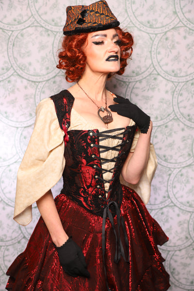 13. Elizabethan Corset In Crimson And Black Medallion - The Tudor Tarot Collection