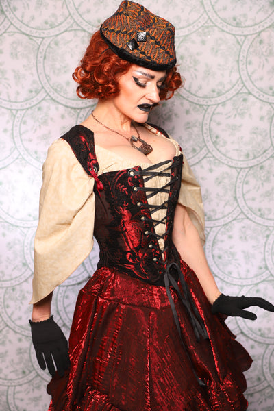 13. Elizabethan Corset In Crimson And Black Medallion - The Tudor Tarot Collection