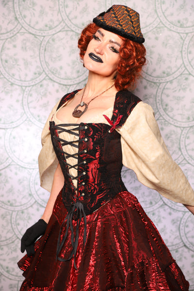 13. Elizabethan Corset In Crimson And Black Medallion - The Tudor Tarot Collection