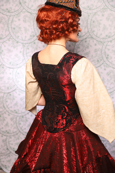 13. Elizabethan Corset In Crimson And Black Medallion - The Tudor Tarot Collection
