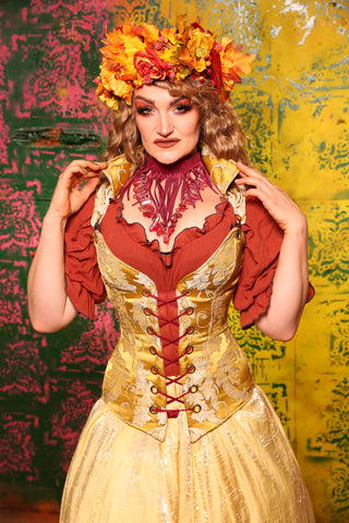 Courtier Corset In Bell Gold Damask #4 - Cider & Cinders Collection