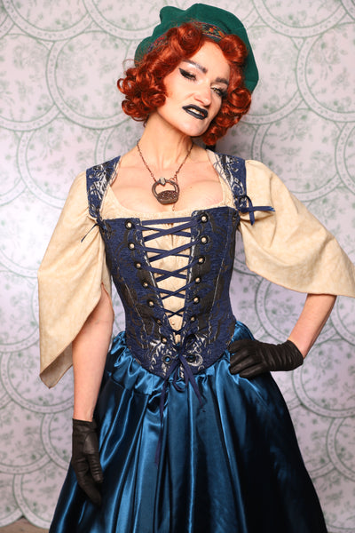 15. Elizabethan Corset In Navy And Silver Medallion - The Tudor Tarot Collection