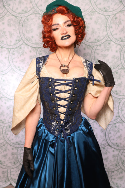 15. Elizabethan Corset In Navy And Silver Medallion - The Tudor Tarot Collection