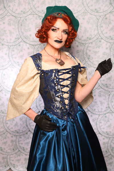 15. Elizabethan Corset In Navy And Silver Medallion - The Tudor Tarot Collection