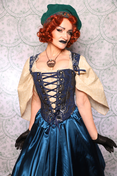 15. Elizabethan Corset In Navy And Silver Medallion - The Tudor Tarot Collection