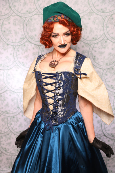 15. Elizabethan Corset In Navy And Silver Medallion - The Tudor Tarot Collection