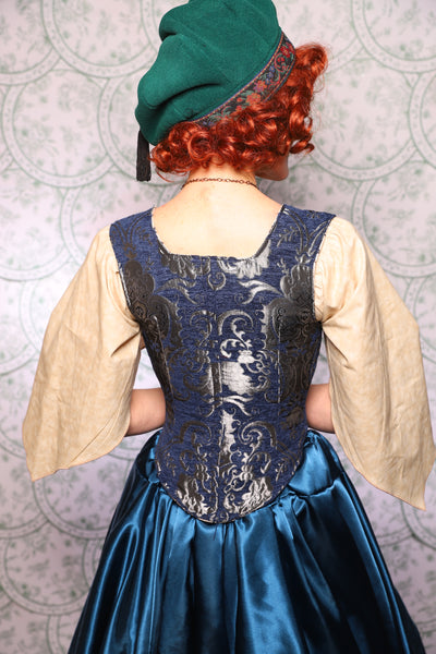 15. Elizabethan Corset In Navy And Silver Medallion - The Tudor Tarot Collection