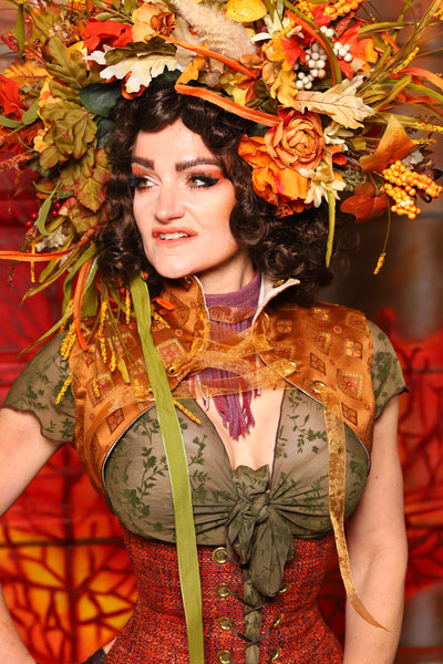 05. Cropped Lace-Up Vest in Butterscotch Diamond - The Fall Fabulosity! Collection