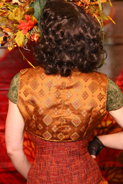 05. Cropped Lace-Up Vest in Butterscotch Diamond - The Fall Fabulosity! Collection