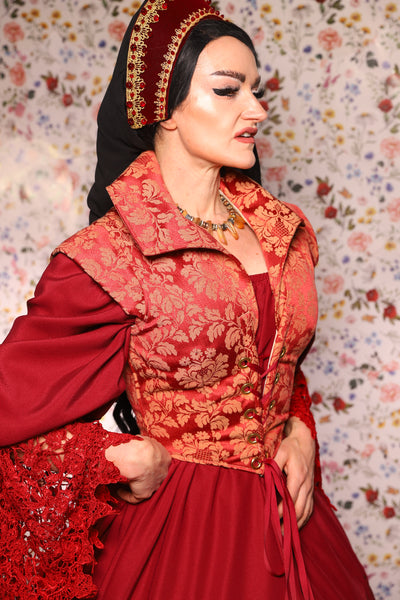 Guinevere II Bodice in Tart Jacquard - The Tudor Tidings Collection