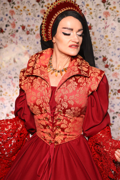 Guinevere II Bodice in Tart Jacquard - The Tudor Tidings Collection