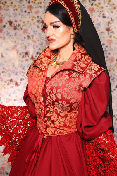 Guinevere II Bodice in Tart Jacquard - The Tudor Tidings Collection
