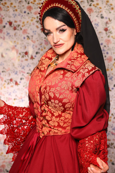 Guinevere II Bodice in Tart Jacquard - The Tudor Tidings Collection