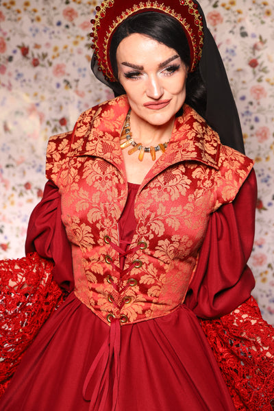 Guinevere II Bodice in Tart Jacquard - The Tudor Tidings Collection
