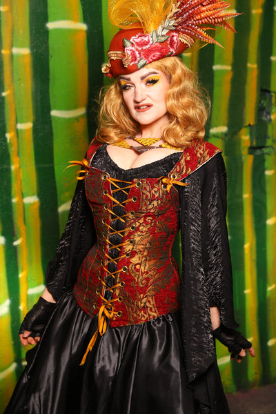 Aurora Corset in Red & Gold Medallion - The Eternal Flame Collection