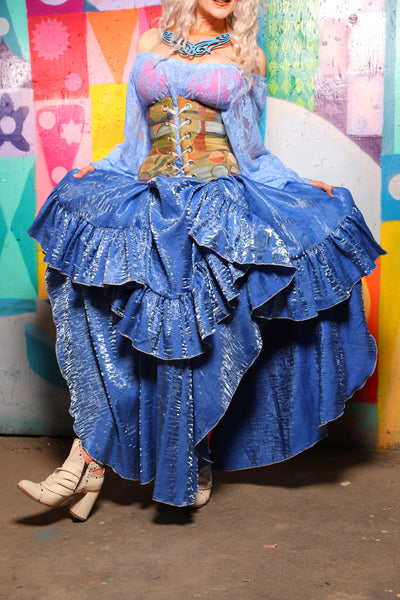 08. Crescent Skirt w/ruffle in Lake Blue Shimmer - The World of Laughter and Hopes Collection