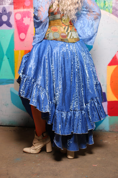 08. Crescent Skirt w/ruffle in Lake Blue Shimmer - The World of Laughter and Hopes Collection