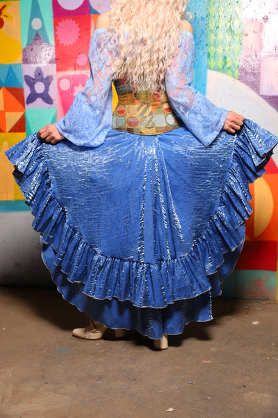 08. Crescent Skirt w/ruffle in Lake Blue Shimmer - The World of Laughter and Hopes Collection